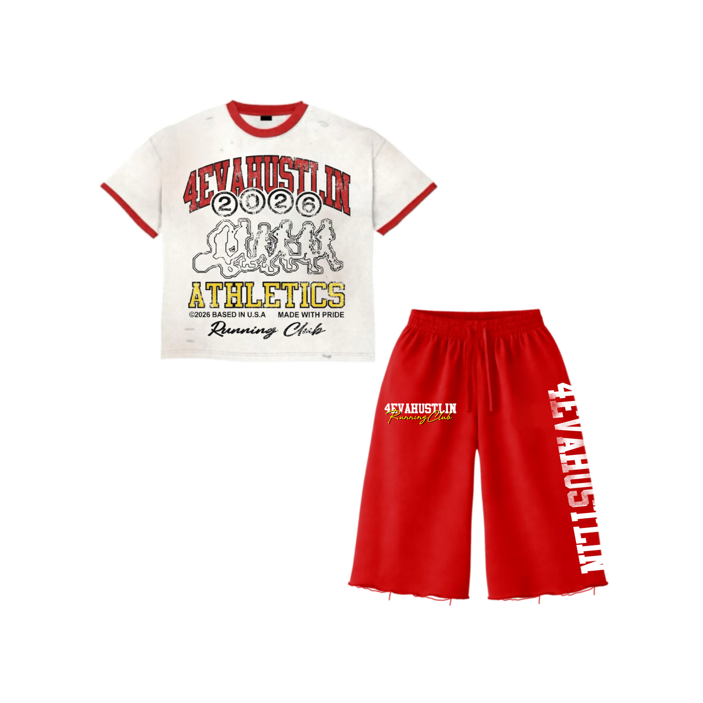 4EvaHustlin Shirt/Shorts Set (Red)