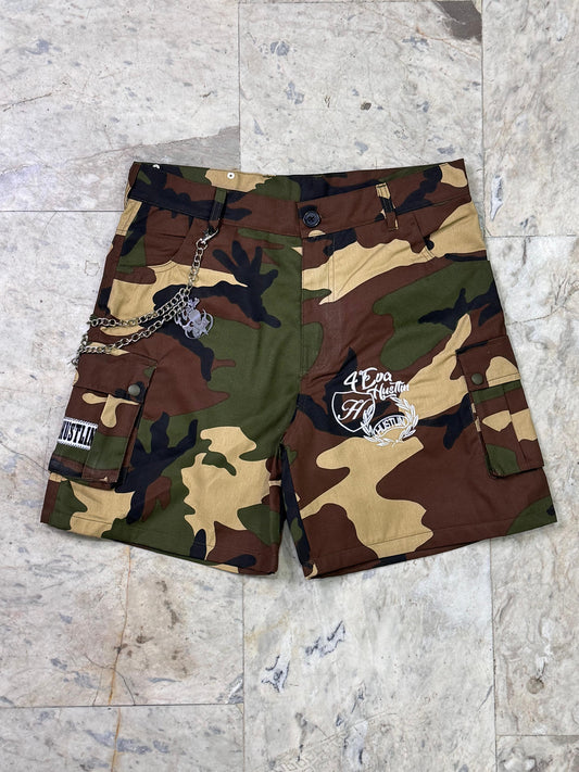 4EvaHustlin Camo Jean Shorts