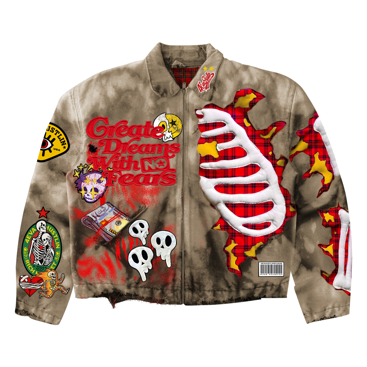 4EvaHustlin “ALL HUSTLE NO LUCK” Jacket (Adults)