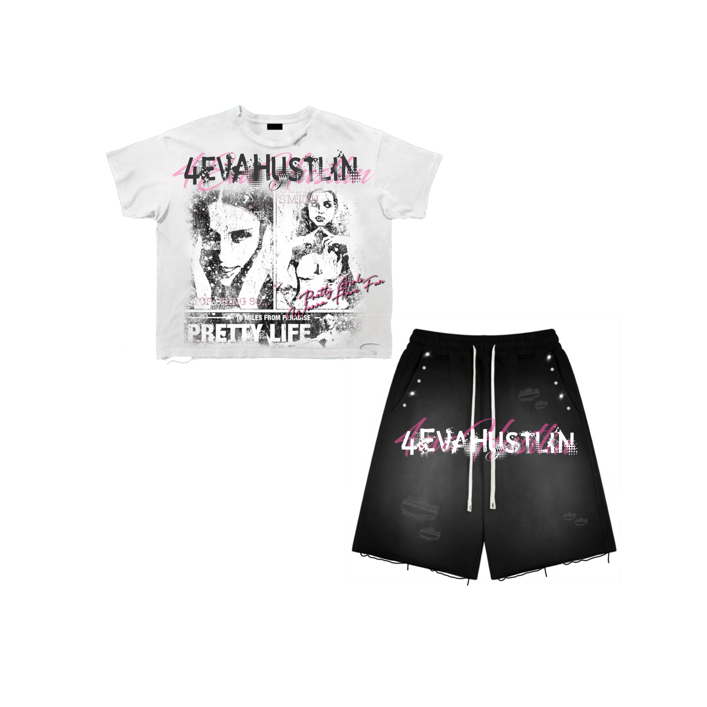 4EvaHustlin Shirt/Shorts Set (Pink)