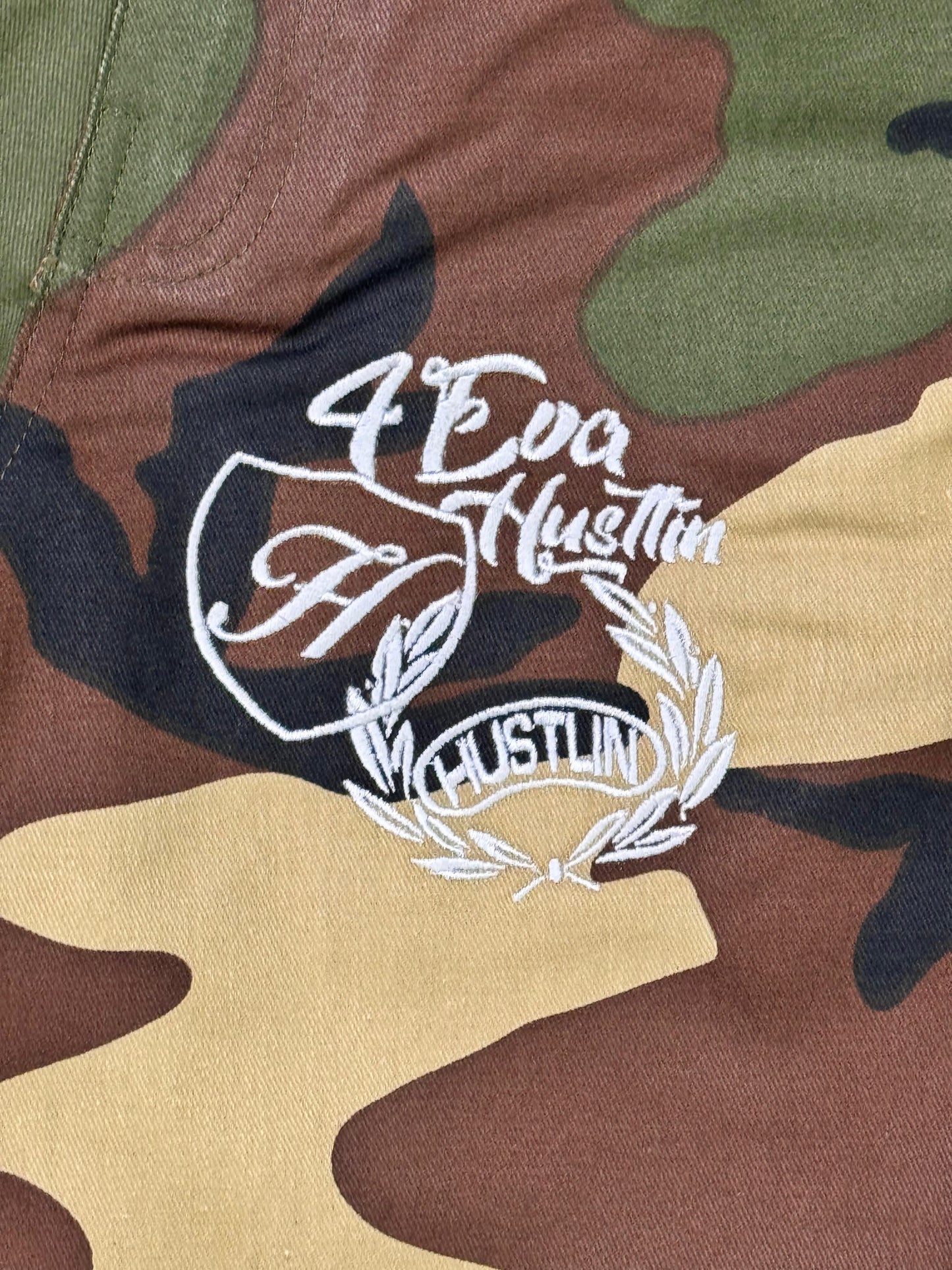 4EvaHustlin Camo Jean Shorts