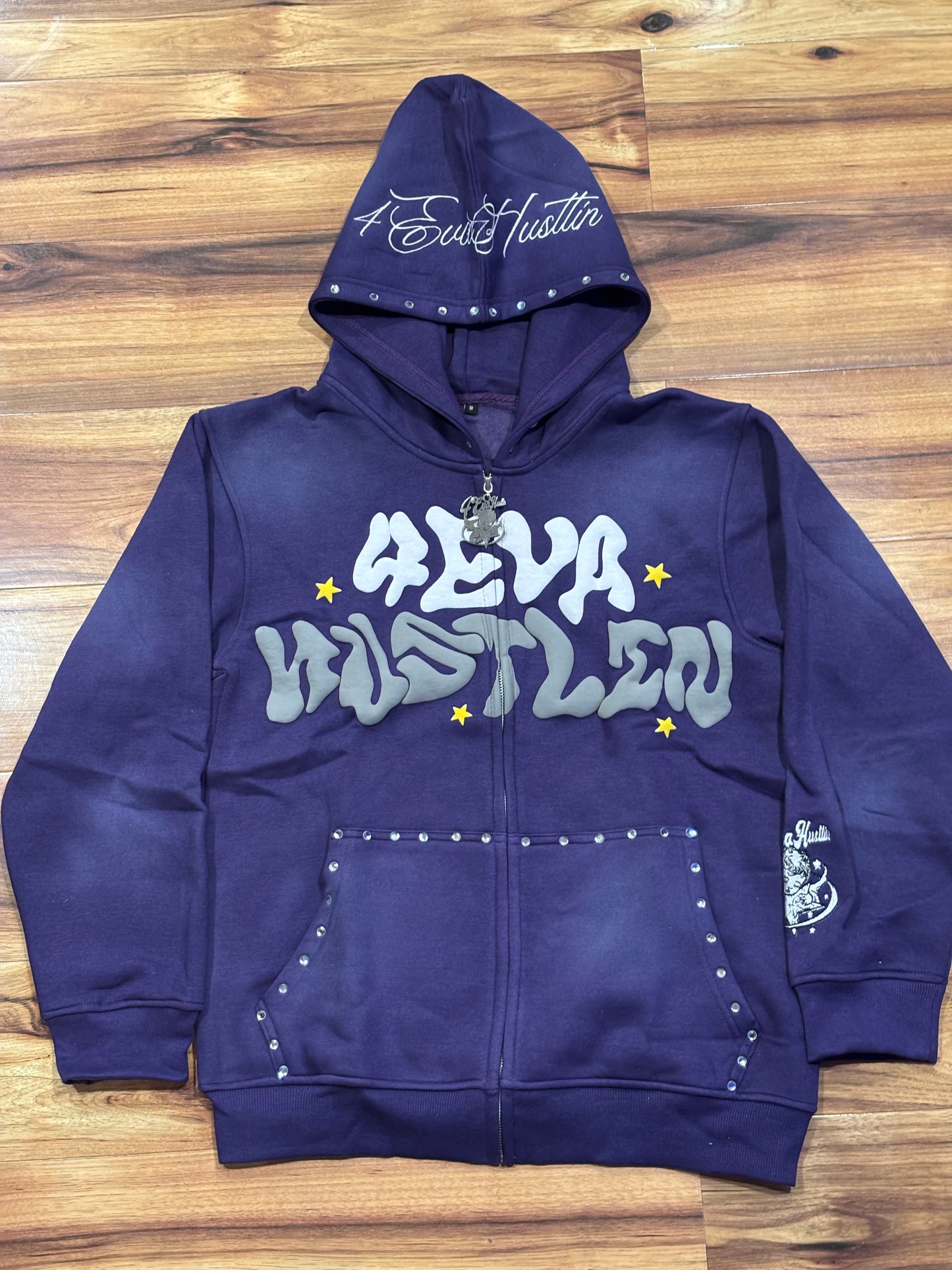 4EvaHustlin Rhinestone Zip-Up (COLORED)