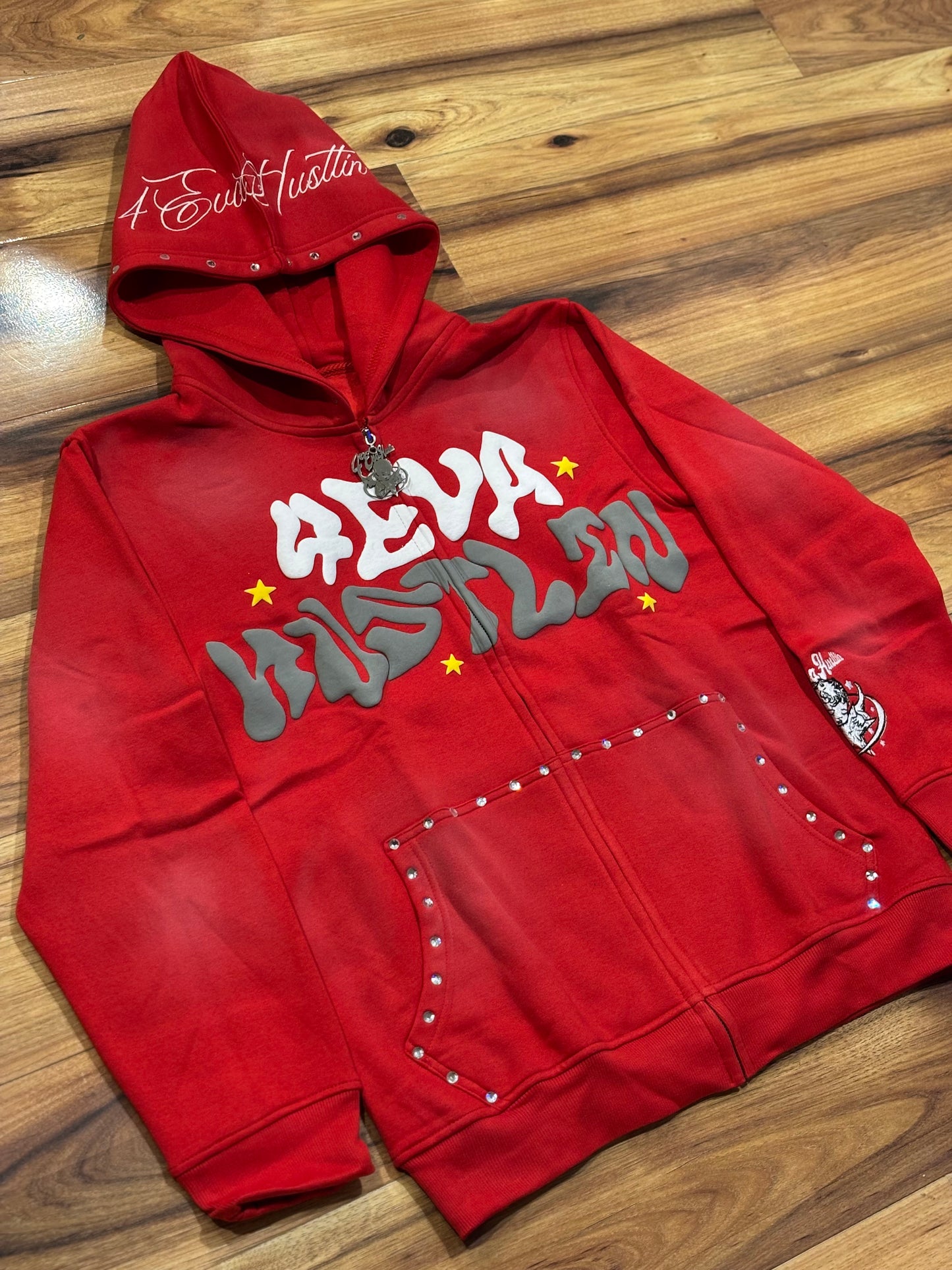 4EvaHustlin Rhinestone Zip-Up (COLORED)