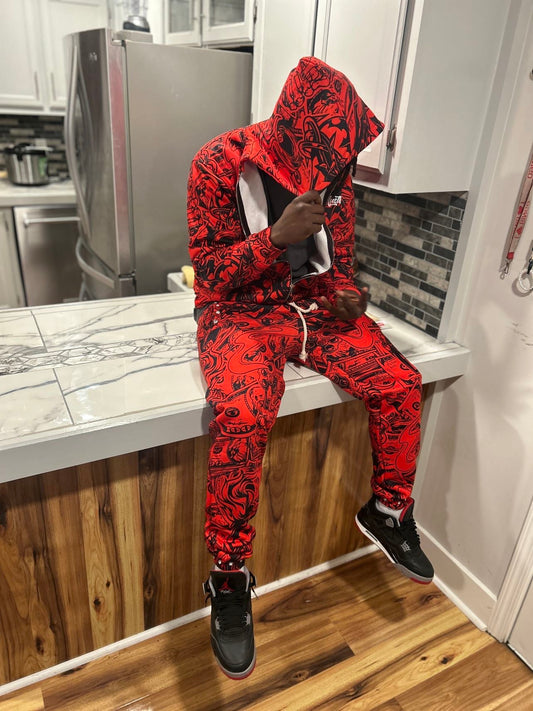 4EvaHustlin Sweatsuit Red