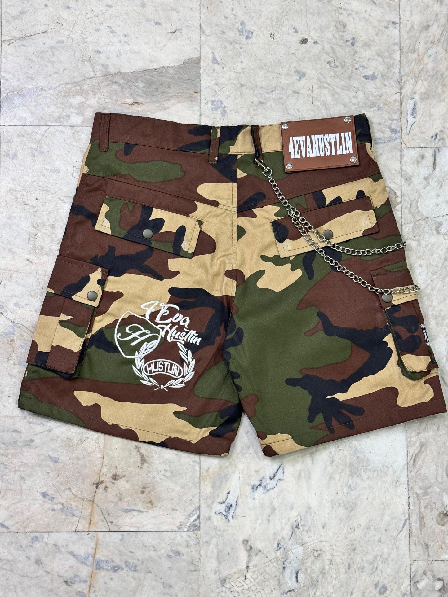 4EvaHustlin Camo Jean Shorts