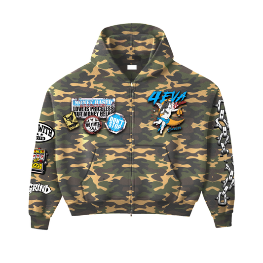 4EvaHustlin Camo Zip-Up